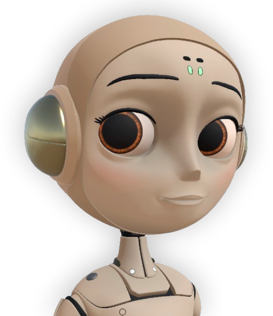Robot named Xaia looking at you
